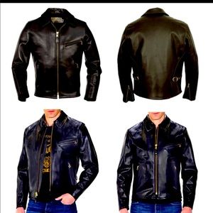 Motorcycle Leather Jacket with Spread Collar
